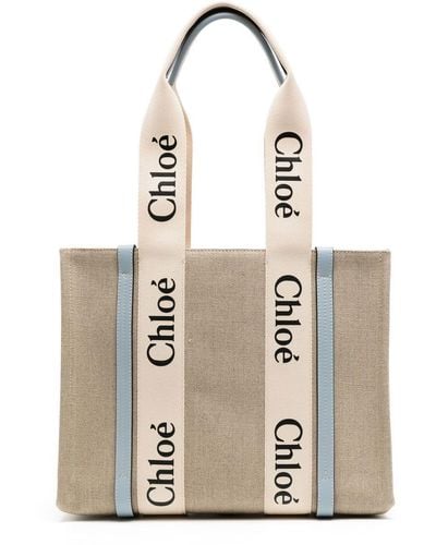 Chloé Woody Medium Tote Bag - White