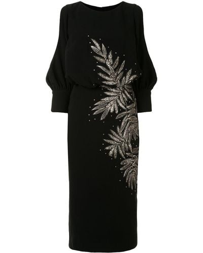 Saiid Kobeisy Open-shoulder Embroidered Dress - Black