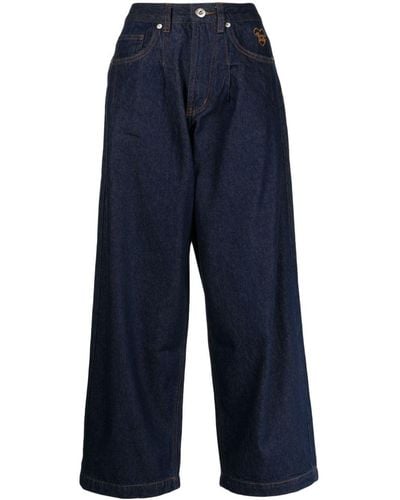 Chocoolate Wide-Leg-Jeans mit hohem Bund - Blau