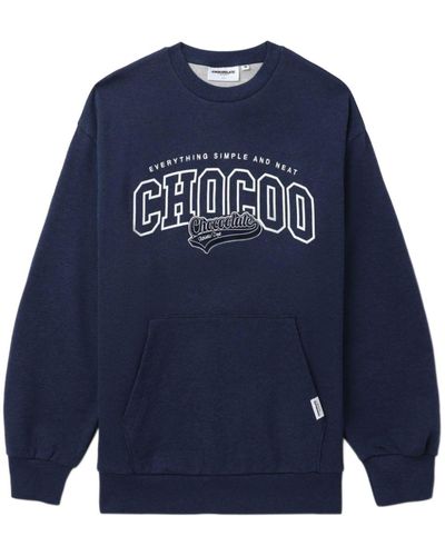 Chocoolate Logo-print Cotton Sweatshirt - Blue
