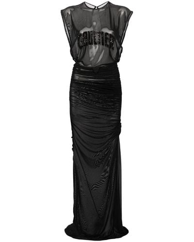 Jean Paul Gaultier Vestido largo con logo bordado - Negro