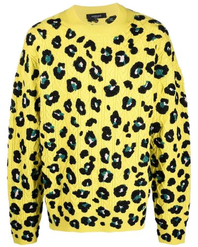 Versace Jersey con estampado de leopardo - Amarillo