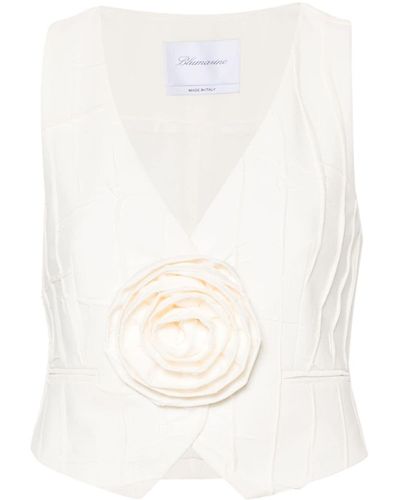 Blumarine Floral-applique Pleated Waistcoat - White