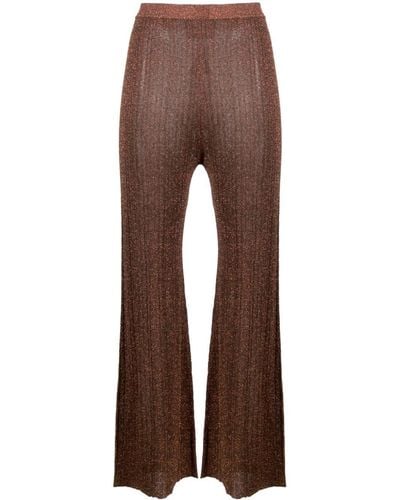Aeron Shale Flared Knitted Trousers - Brown