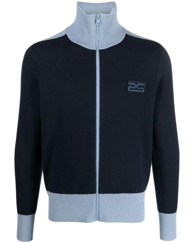 Sandro Logo-patch Zip-up Cotton Sweatshirt - Blue