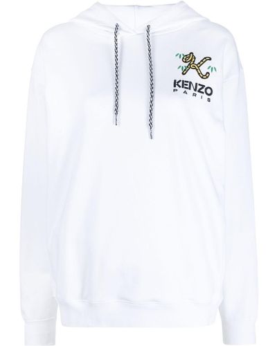 KENZO Tiger Tail K Logo-embroidered Hoodie - White