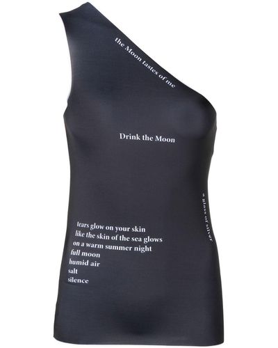 DI PETSA Graphic-print Off-shoulder Dress - Blue