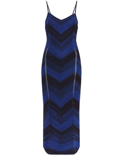 Proenza Schouler Chevron Knit Midi Dress - Blue