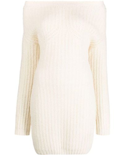 DSquared² Off-shoulder Knitted Minidress - White