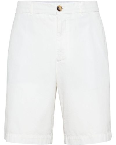 Brunello Cucinelli Bermuda Shorts In White Cotton