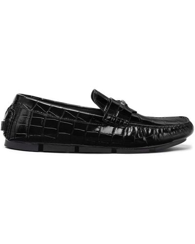 Versace Medusa Crocodile-effect Loafers - Black