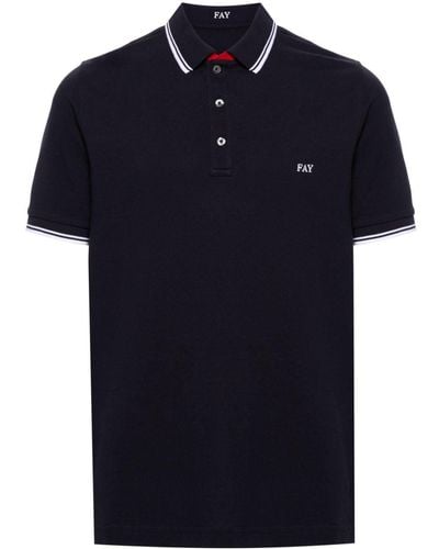 Fay Striped-edge Polo Shirt - Blue
