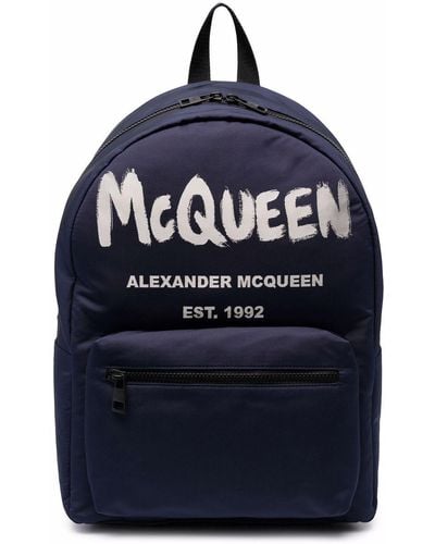 Alexander McQueen Sac à dos Metropolitan à logo imprimé - Bleu