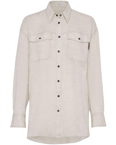 Brunello Cucinelli Long-sleeve Linen Shirt - Natural