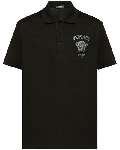 Versace Poloshirt mit Medusa-Stickerei - Schwarz