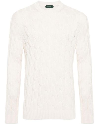 Zanone Cable-knit Cotton Jumper - White