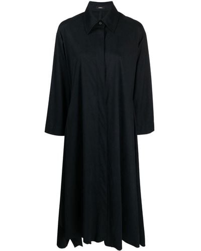 Goen.J Asymmetric-hem Faux Suede Shirt Dress - Black