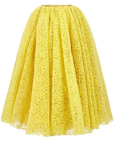 Giambattista Valli Lace-embrioidered Full Skirt - Yellow