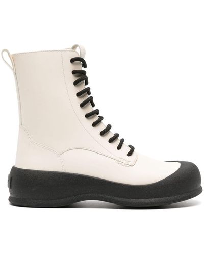 Bally Lace-up Leather Boots - Natural