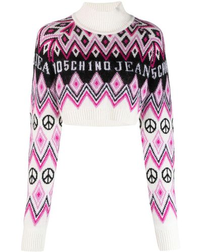 Moschino Jeans Logo-print High-neck Sweater - Multicolour