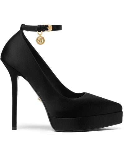 Versace Lycia Satin Platform Court Shoes - Black