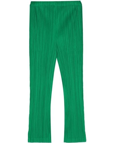 Pleats Please Issey Miyake Pleated Elasticated Slim-fit Pants - Green