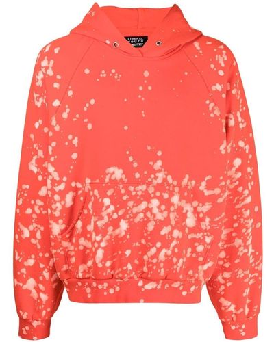 Liberal Youth Ministry Bleach-splash Cotton Hoodie - Red