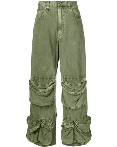 R13 Jeans Utility a gamba ampia con tasche - Verde