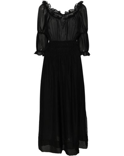 Claudie Pierlot Off-shoulder Ruched Maxi Dress - Black
