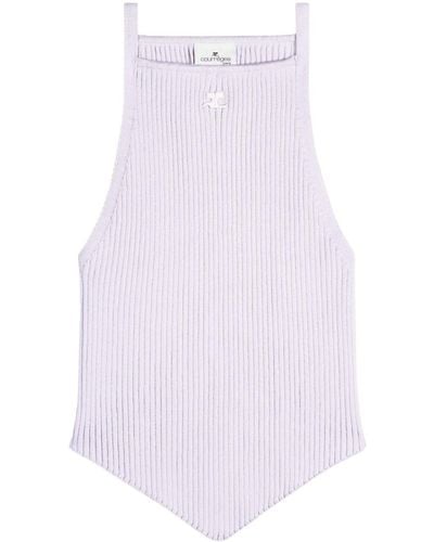 Courreges Pointy Ribbed Tank Top - White