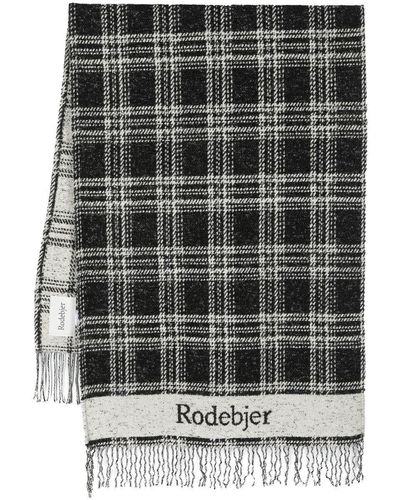 Rodebjer Check-pattern Fringed Scarf - Black