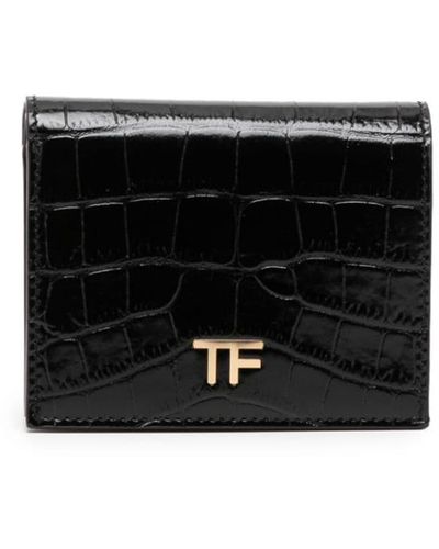 Tom Ford Mini Portemonnaie mit Kroko-Effekt - Schwarz