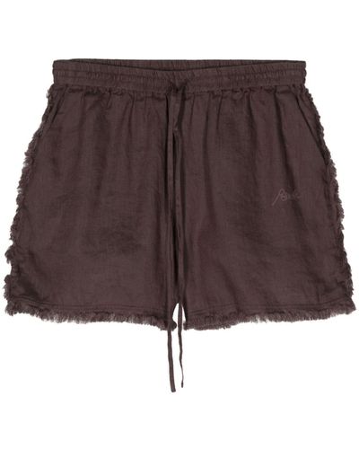 P.A.R.O.S.H. Logo-embroidered Linen Shorts - Brown