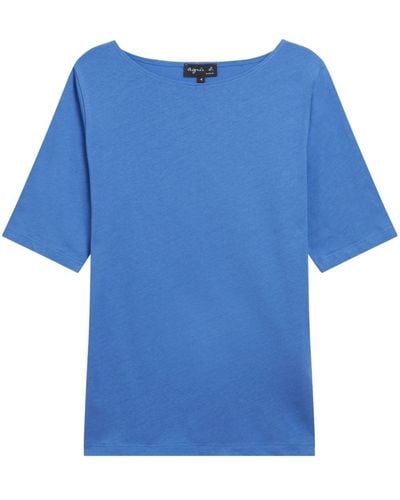 agnès b. Round-neck Cotton T-shirt - Blue