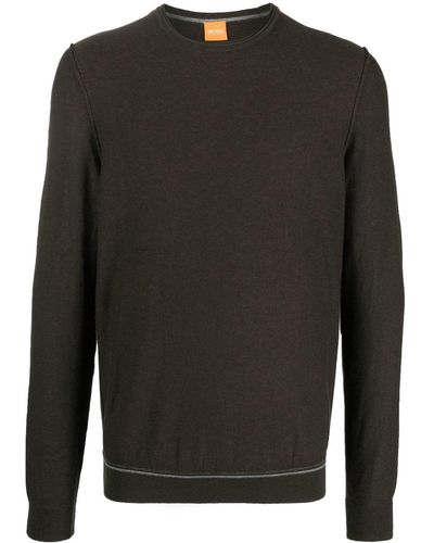 BOSS Sweater Met Gestreepte Afwerking - Zwart