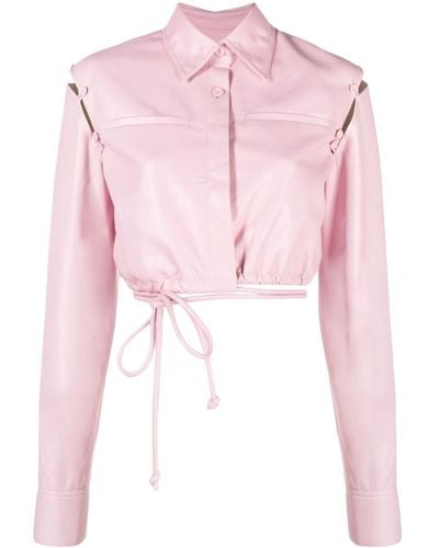 Nanushka Detachable-sleeve Faux-leather Shirt - Pink