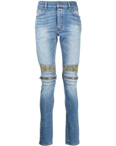 Amiri Skinny-Jeans mit Paisley-Patch - Blau