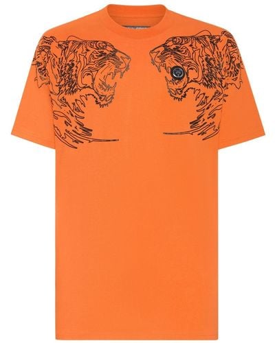 Philipp Plein T-Shirt mit Logo-Patch - Orange