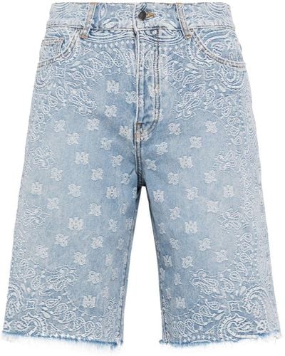 Amiri Bandana-jacquard denim shorts - Azul