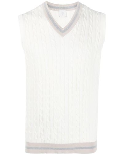Eleventy Riibbed-knit Cotton Vest - White