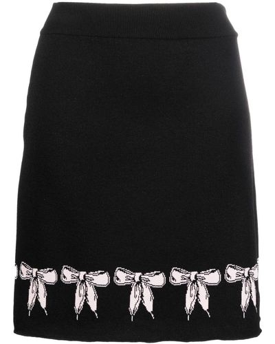 Boutique Moschino Bow Intarsia-knit Skirt - Black