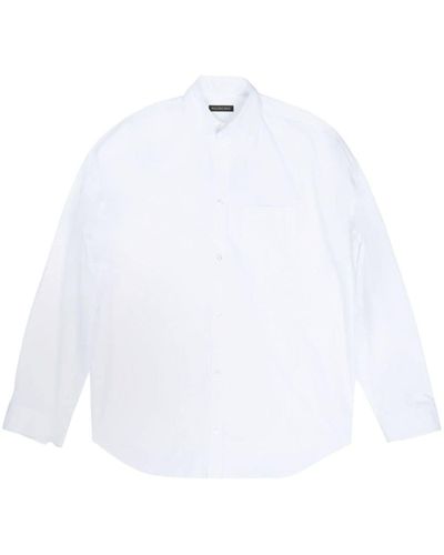Balenciaga Back Logo Printed Buttoned Shirt - White