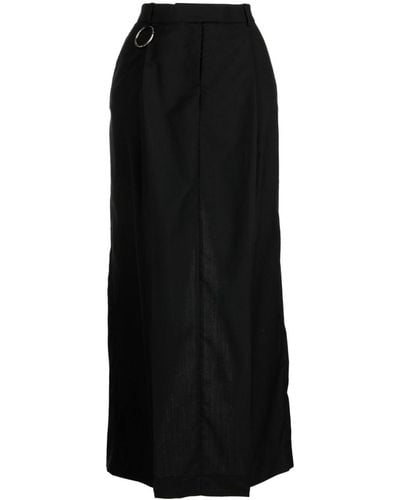 Matériel Pleat-detail Wool Maxi Skirt - Black