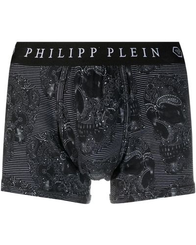 Philipp Plein Paisley-print Logo-waistband Boxers - Black