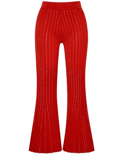 Adam Lippes Pantalones capri de punto calado - Rojo