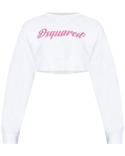 DSquared² Cropped-Sweatshirt mit Logo-Print - Weiß
