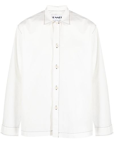 Sunnei Contrast-stitching Cotton Shirt - White