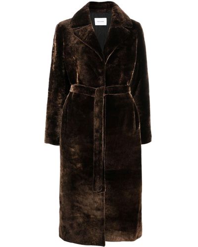 Yves Salomon Tied-waist Fur Coat - Black