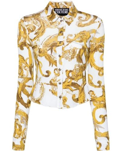 Versace Watercolour Couture バロッコプリント シャツ - メタリック