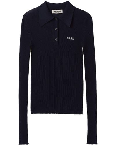 Miu Miu Cashmere Polo Shirt - Blue